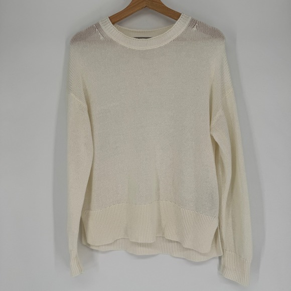 J.Crew Sweaters - J.Crew Linen Cotton Knit Beach Sweater Womens S Cream Coastal Crewneck Slouchy